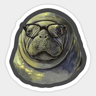 Visionary Manatee: Because Even Sea Cows Need Glasses Sticker